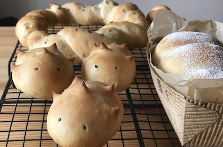 おうちでパンづくりセットの簡単レシピで作ったかわいいいハリネズミのパン