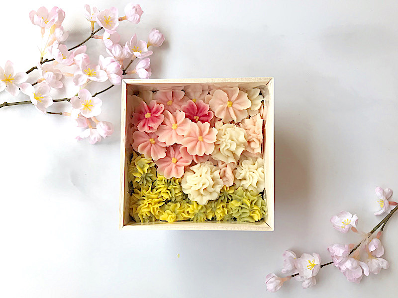 あんこのお花で作った桜のおはぎBOX、シーズンレッスン